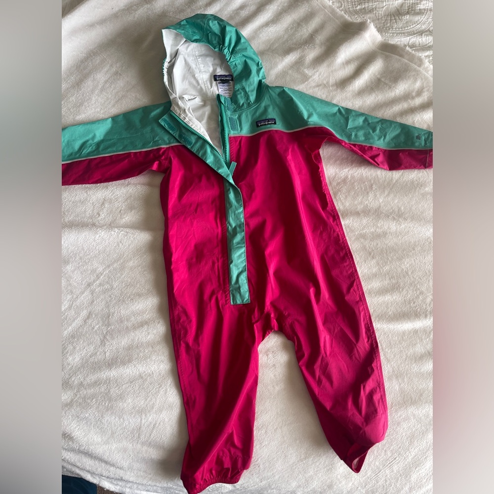 Patagoina Kids Rain suit 18-24mo teal and pink